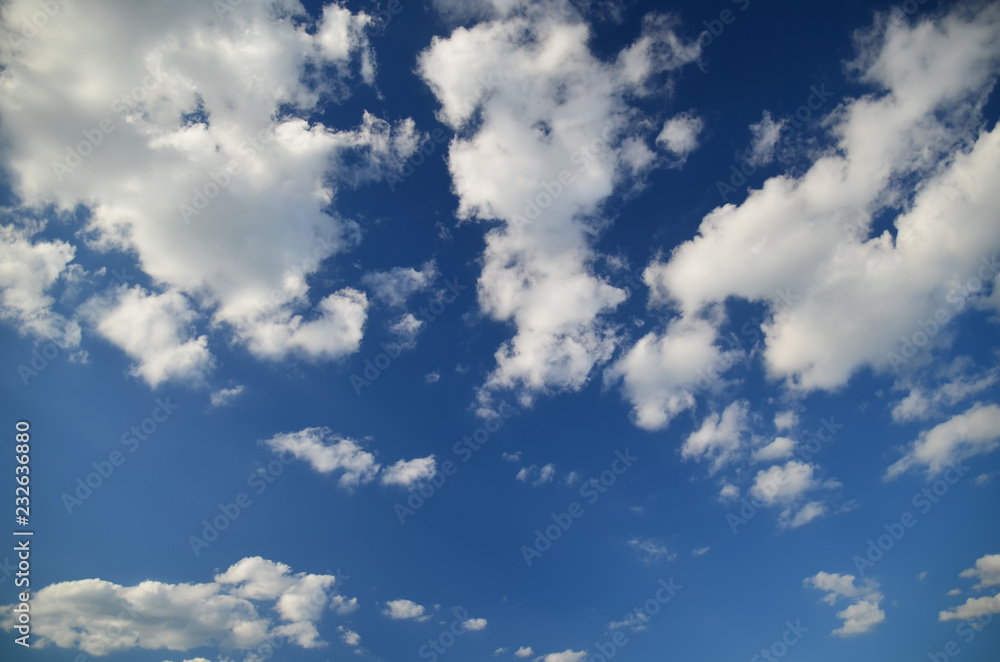 Fototapeta premium Blue sky with white clouds. Sky texture/ background. Nature patern