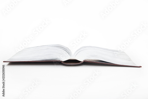 blank mock up of big opened book with copy space isolated on the white background