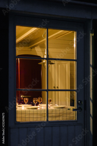 Cozy house interior ready for evening dinner