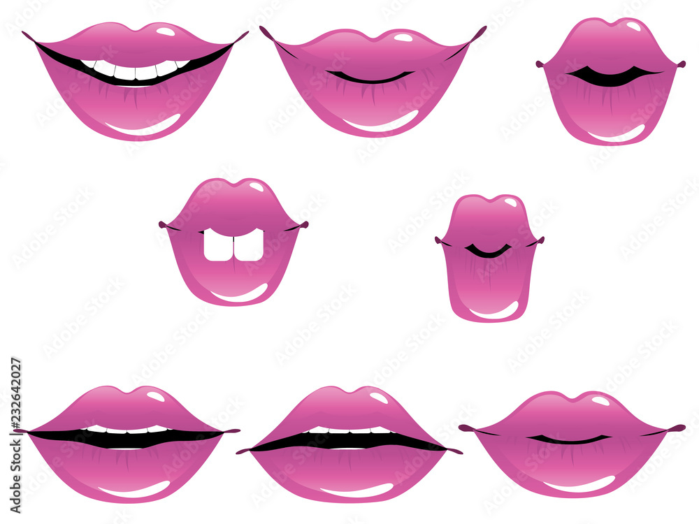 Female lip gestures set