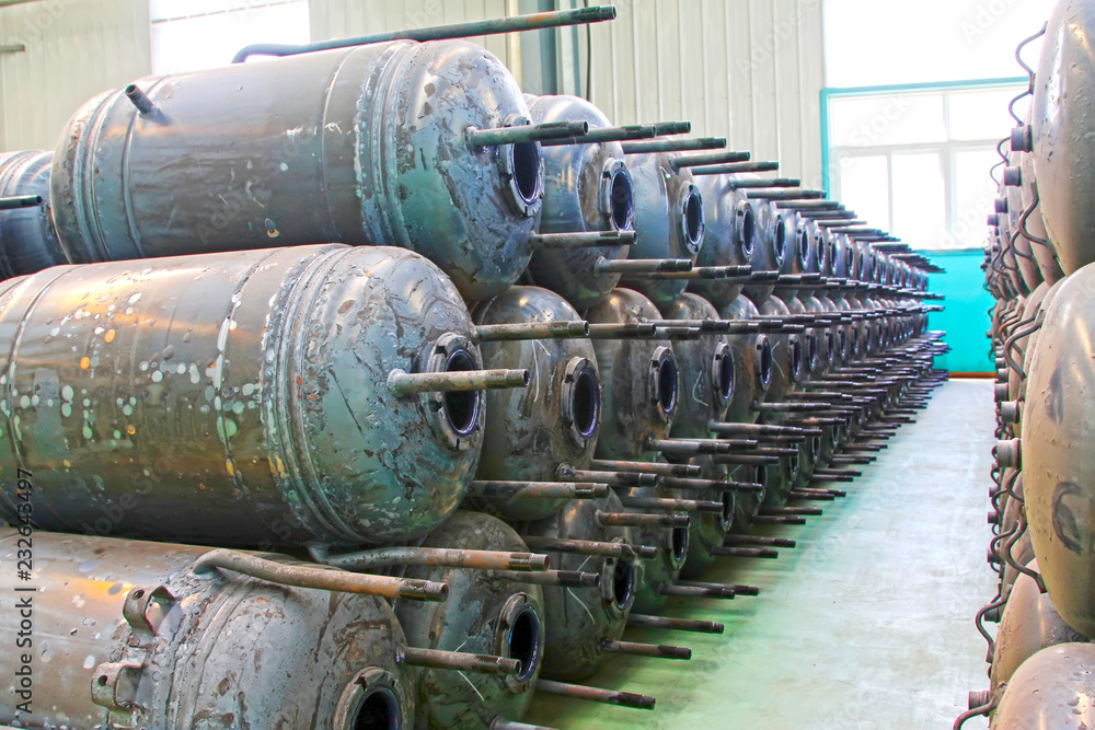 Metal pressure tank piled up together Metal pressure tank piled up together