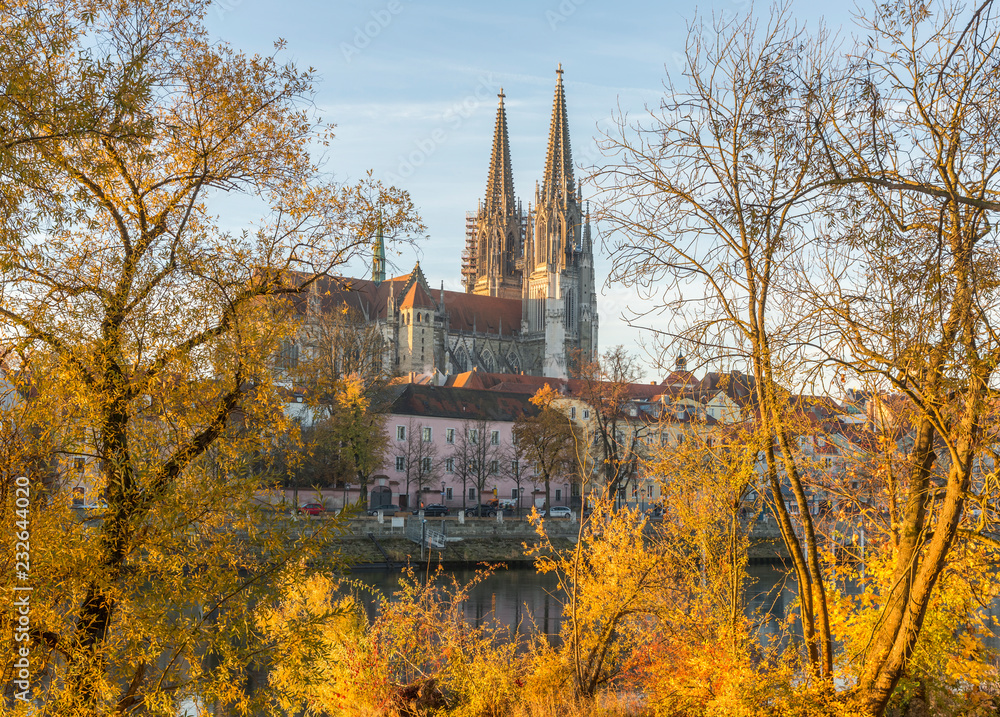 Autumn cityscape of Regensburg