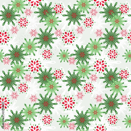 Seamless vector of xmas balls   and snowflake in green  red  pink and white tone for artworking in any media in seasons greeting such as new year and christmas festival  happiness festival