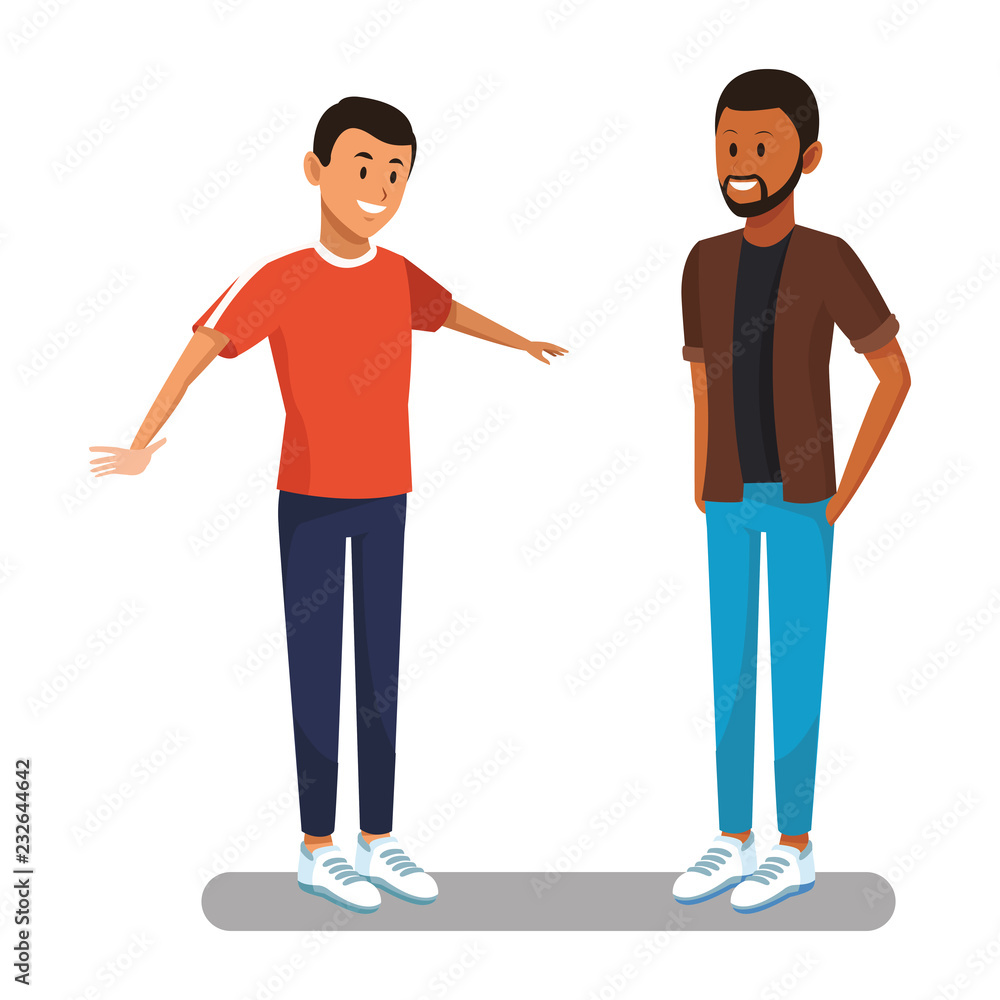 Fototapeta premium friends young men cartoon