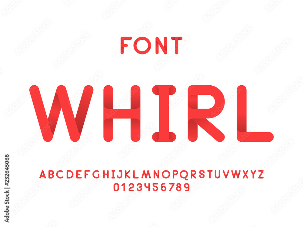 Whirl font. Vector alphabet letters 