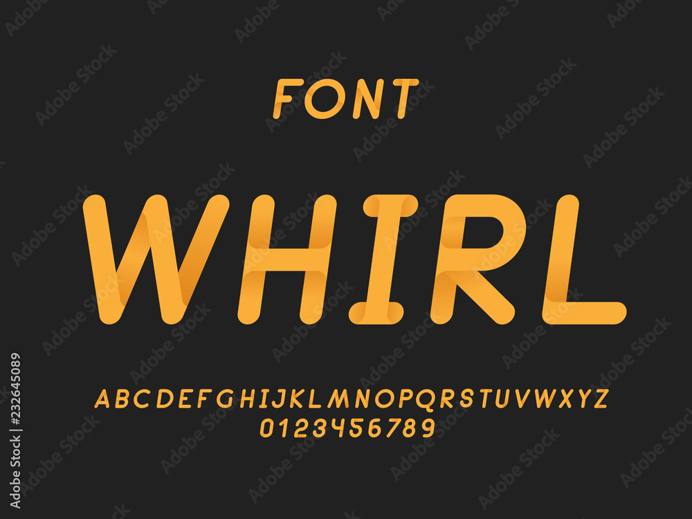 Fototapeta Whirl italic font. Vector alphabet