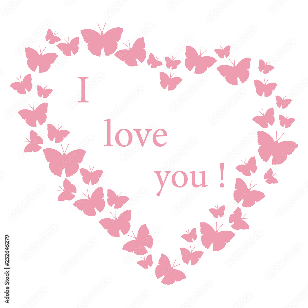 butterflies in Hearts. Valentine's Day. I love you