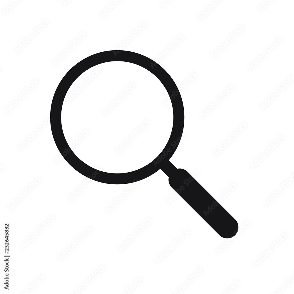 Search icon. Magnifying glass icon, vector magnifier or loupe sign. Search icon. Magnifying glass icon, vector magnifier or loupe sign.