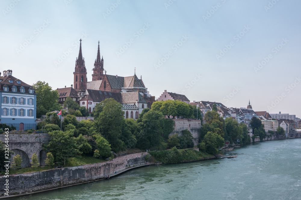 View on Basel city and river Rhine