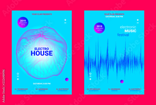 Wave Music Poster Concept. Electronic Sound Flyer.