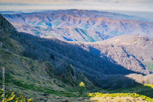 Beautiful mountain view from the path from Beklemeto to Kozya Stena, Troyan Balkan, Bulgaria photo