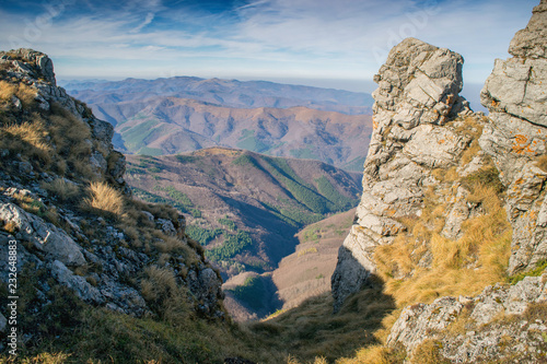 Beautiful mountain view from the path from Beklemeto to Kozya Stena, Troyan Balkan, Bulgaria