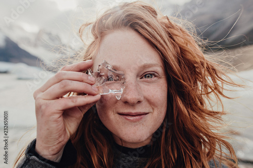 Travel Portrait Glacial Eye Glass in Patagonia photo