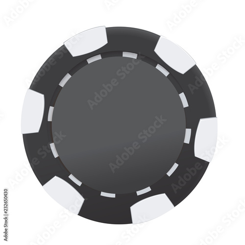 Black and white casino poker chip isolated on white background. Vector illustration.