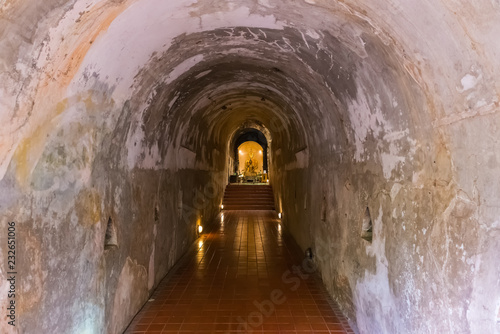 Buddha statue in cave of Wat Umong Suan Puthatham temple in Chiang Mai, Thailand
