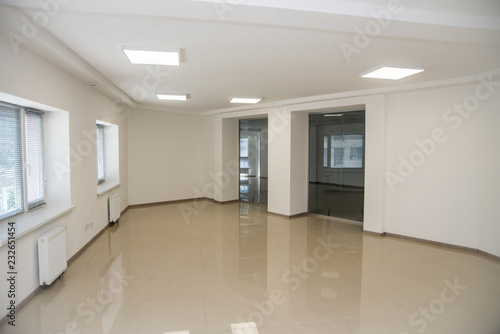 White open space office interior can be used as background