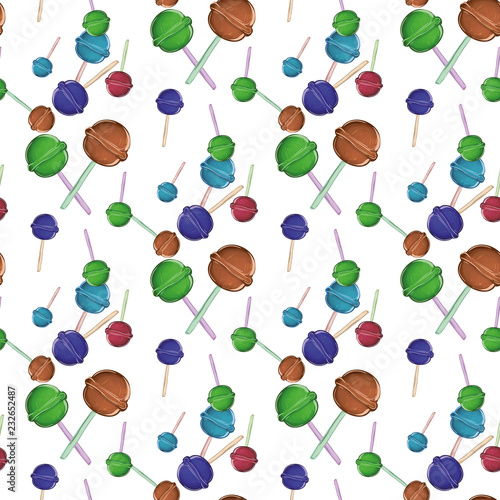 Sweet lolipop pattern. Pattern of delicious Lolipop on sticks of different colors.