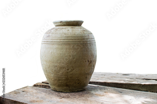 Ancient jar On a beautiful white background, suitable for design work.