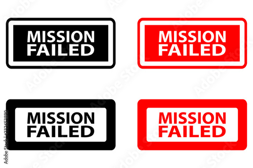 Mission failed - rubber stamp - vector - black and red
