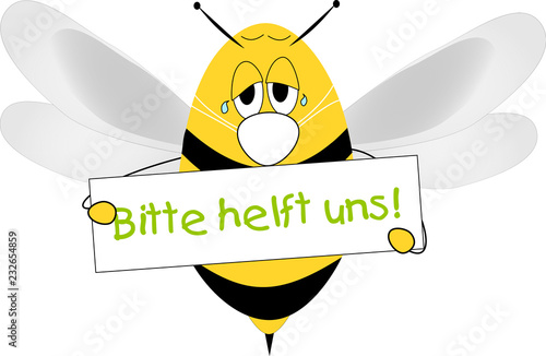 Biene mit Atemschutzmaske bittet um Hilfe