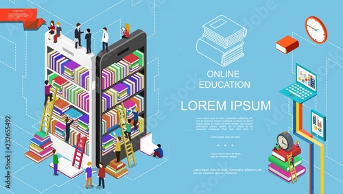 Isometric Online Education And Learning Concept