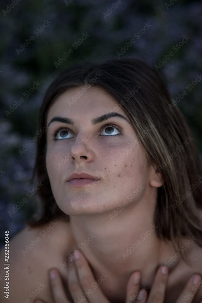 Portrait of a girl close-up in dark, cold tones Portrait of a girl close-up in dark, cold tones