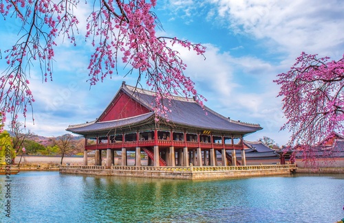 Gyeongbokgung palace in spring at seoul south Korea 