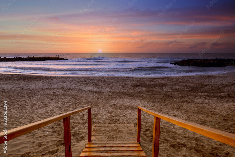 Marine landscape    Sunset on the beach  