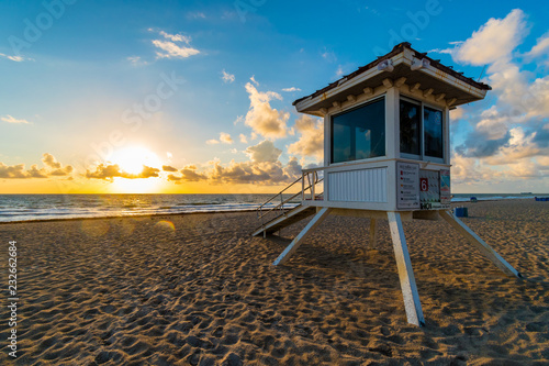 Life guard tower on Miami beach in sunrise, Florida, United States of AmericaLife guard tower on Miami beach in sunrise, Florida, United States of America photo