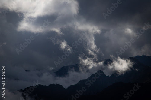 Dramatic clouds on mountain