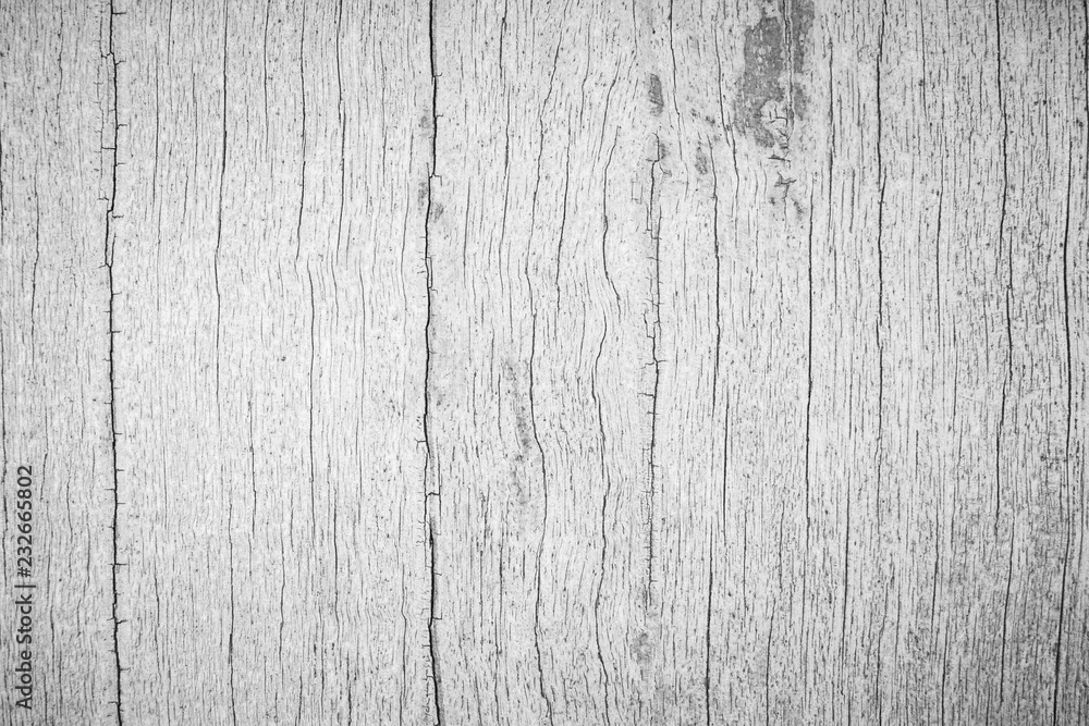 Fototapeta premium Table top view of wood texture in white light natural color background. Grey clean grain wooden floor birch panel backdrop with plain board pale detail streak finishing for chic space clear concept.