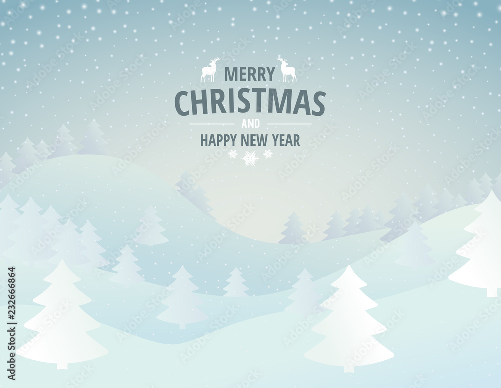 Vector illustration of a winter landscape for the Christmas and New Year holidays.