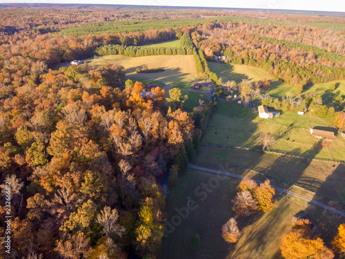 Aerial View of Farm Land in the Fall