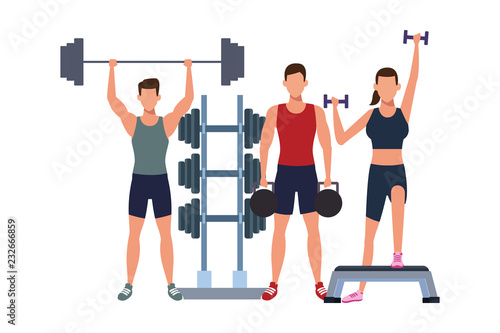 fitness people training  cartoon