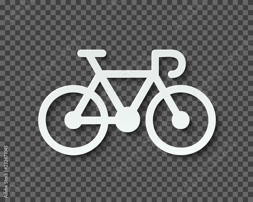 Silhouette of a Bicycle Cut Out of Paper with a Blend Transparent Shadow