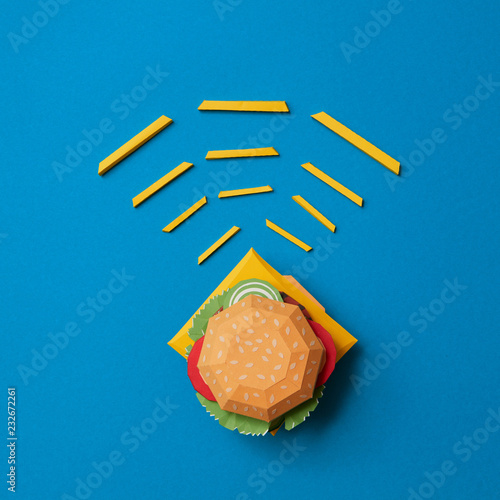 Hamburger and french fries photo