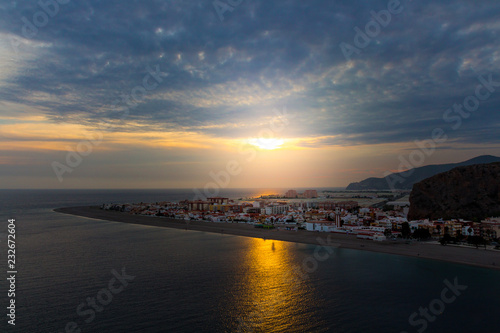 Granada, Spain; Ocotober 26, 2018: Colors at sunset in Calahonda, Granada