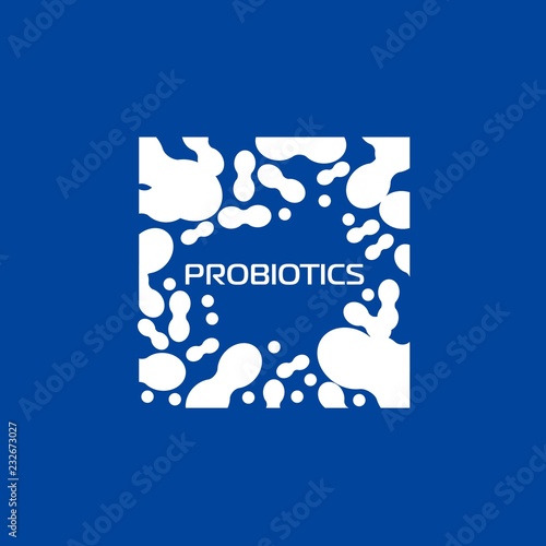 Probiotics logo. Bacteria logo. Concept of healthy nutrition ingredient for therapeutic purposes. Simple flat style trend modern logotype graphic design isolated