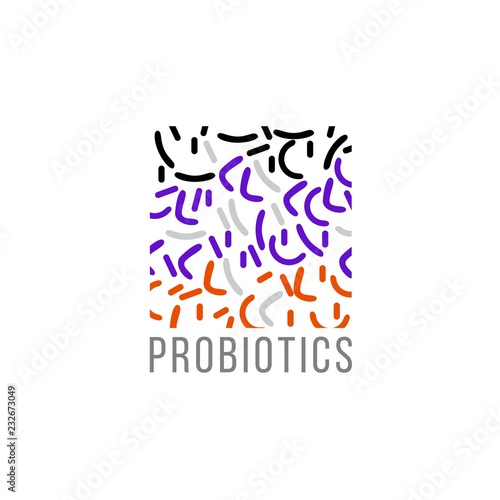 Probiotics logo. Bacteria logo. Concept of healthy nutrition ingredient for therapeutic purposes. Simple flat style trend modern logotype graphic design isolated