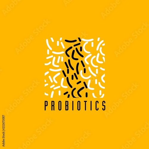 Probiotics logo. Bacteria logo. Concept of healthy nutrition ingredient for therapeutic purposes. Simple flat style trend modern logotype graphic design isolated