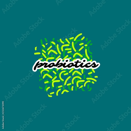 Probiotics logo. Bacteria logo. Concept of healthy nutrition ingredient for therapeutic purposes. Simple flat style trend modern logotype graphic design isolated