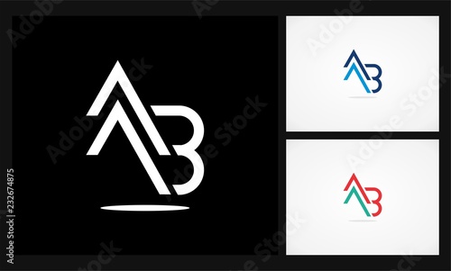 letter AB monogram arrow logo