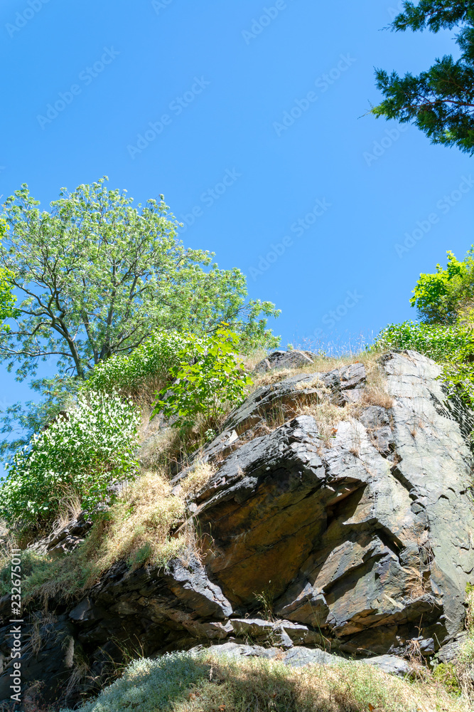 Scenic mountain landscape with rocks and trees