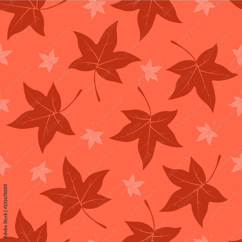 Red maple leaves vector seamless pattern background Red maple leaves vector seamless pattern background