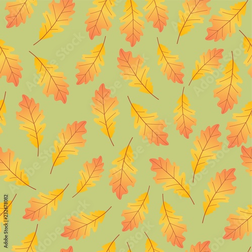 Autumn dry oak leaves seamless pattern