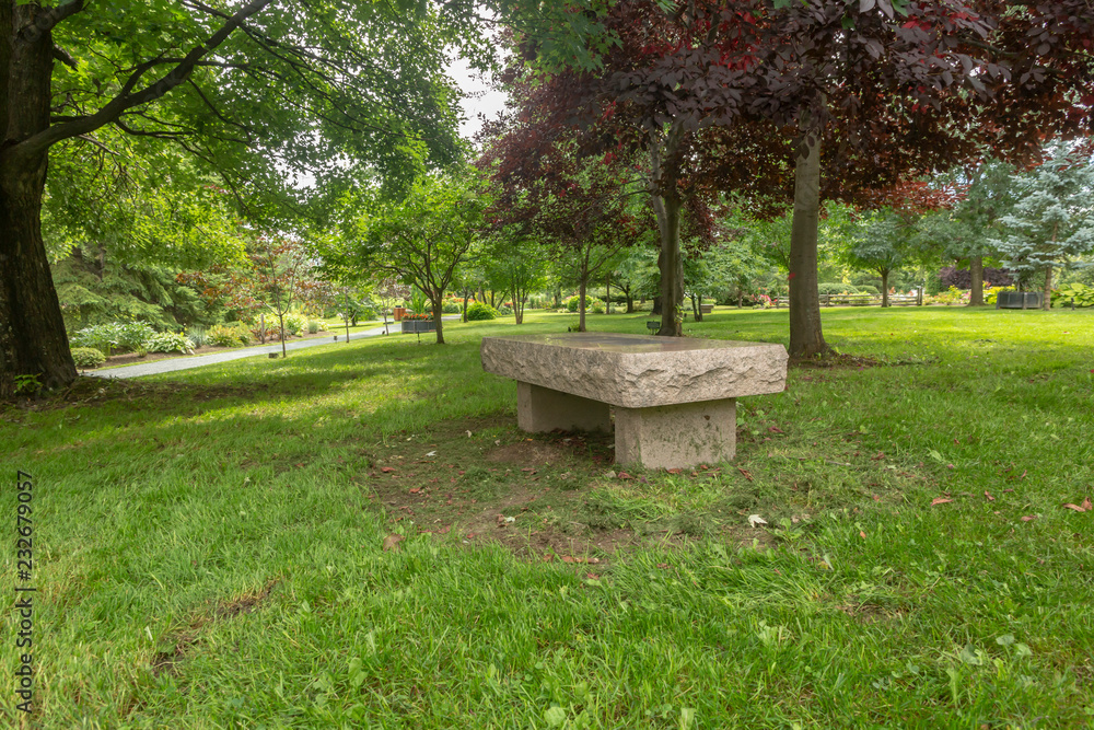 stone bench in the park