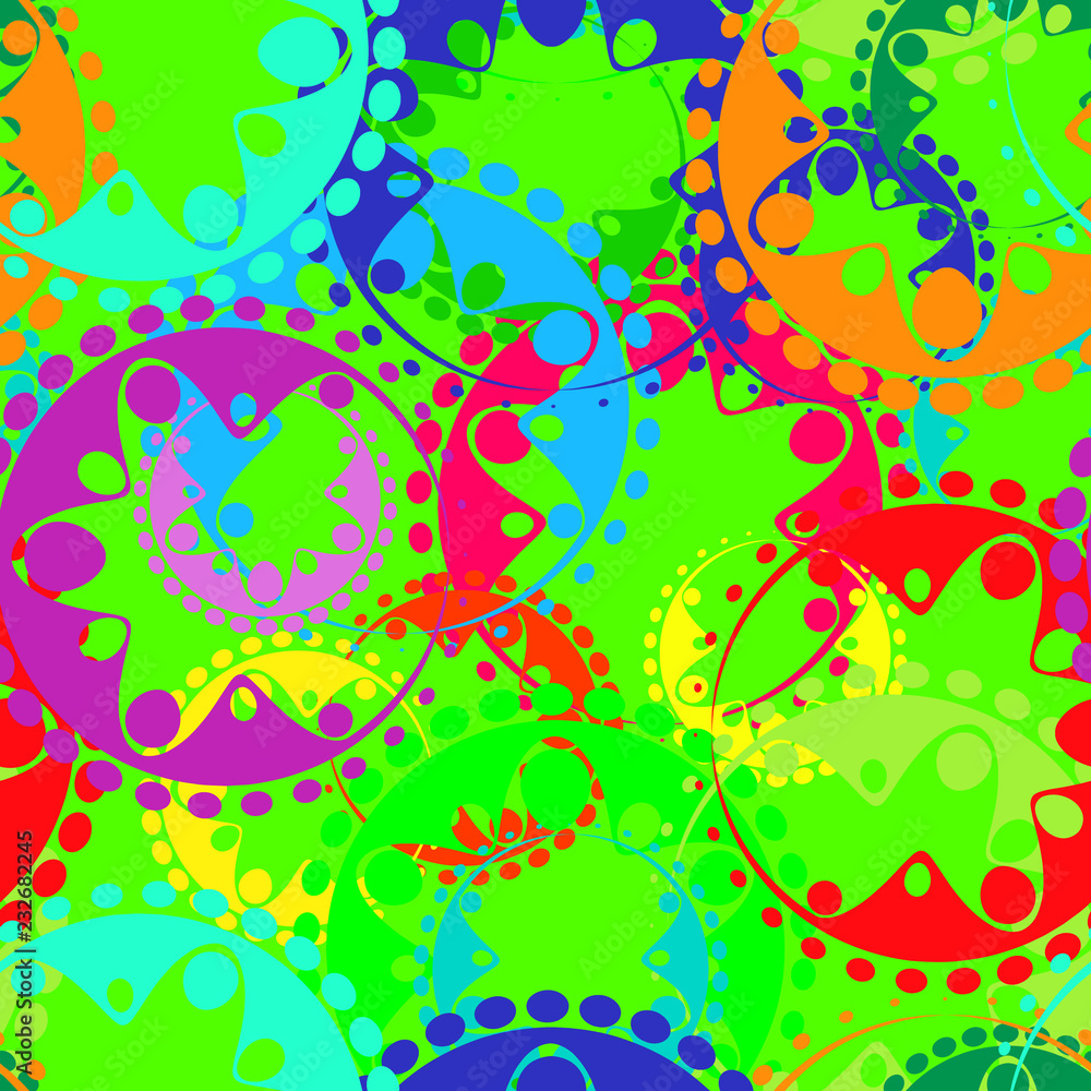 Obraz premium Vector seamless texture of bright green gears and laurel wreaths