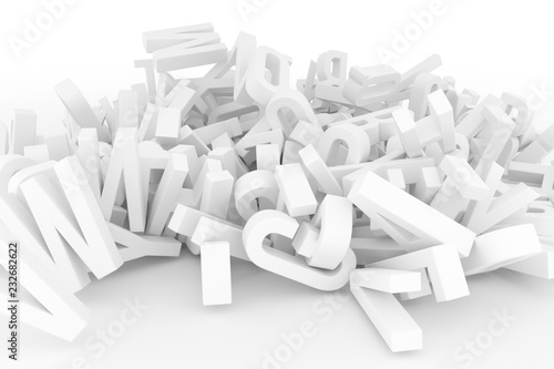 Abstract CGI typography, alphabet, letter of ABC. Wallpaper for graphic design. Illustration, modeling, learn & caption.