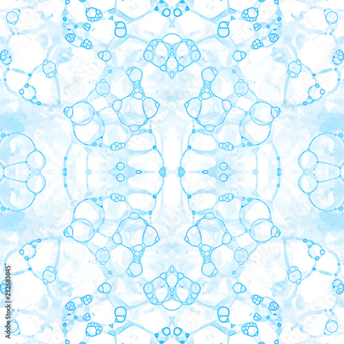 Blue seamless pattern. Amazing delicate soap bubbl