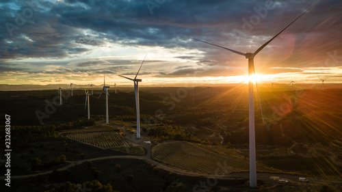 Bild auf Leinwand Wind Turbines on a mountain in Catalonia Spain